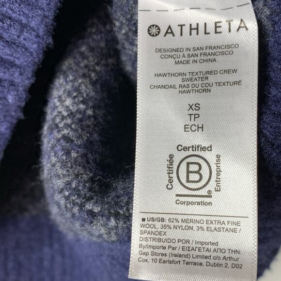 ATHLETA Sweater Size XS Merino Wool Blend Hawthorne Textured Crew Sweater - Picture 7 of 7